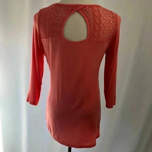 Pink Rose Pink Long Sl Hi Low Scoop Neck Top Med - Picture 6 of 8